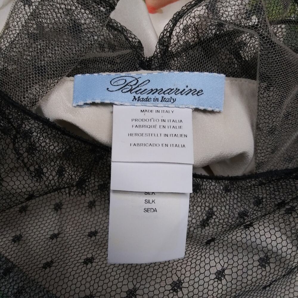 Blumarine Silk Floral Dress with Sheer Black Sleeves Luxury Feminine Size Small - Picture 8 of 11